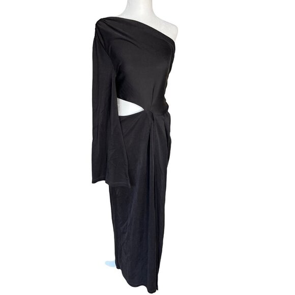 Something Navy One Shoulder Gown in Black Medium Womens Long Maxi Dress - Picture 4 of 16